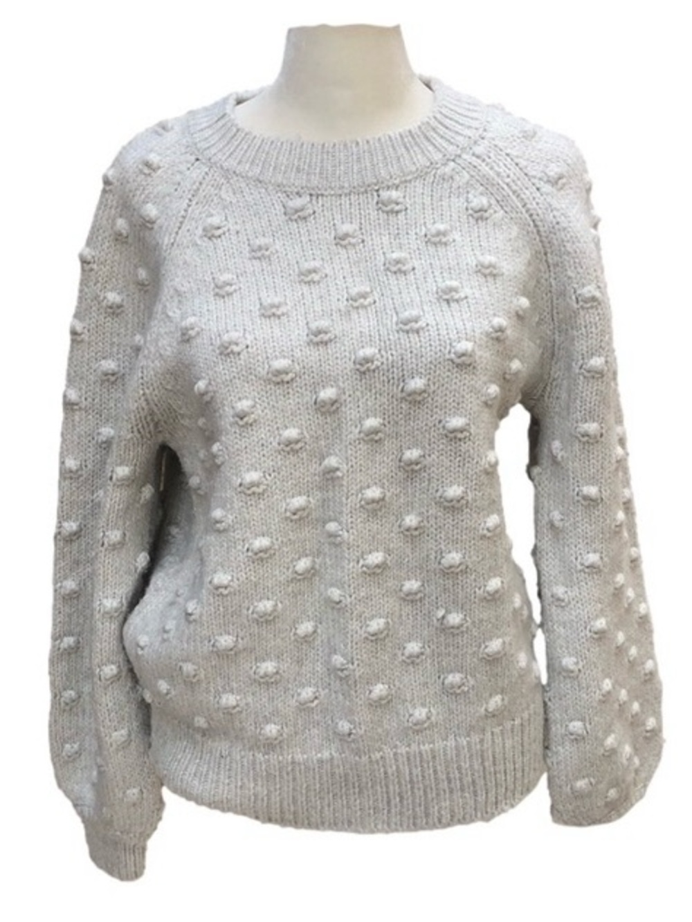 GAP Gray Popcorn Knit Crew Neck Pullover Long Sleeve Cardigan Sweater